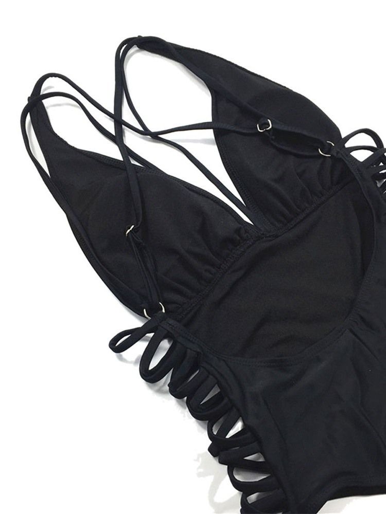 Maillot De Bain Une Pièce Uni À Lacets Pour Femme