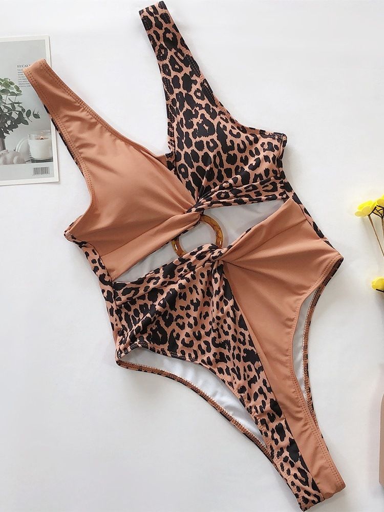 Maillots De Bain À Blocs De Couleurs Sexy À Imprimé Léopard Pour Femmes