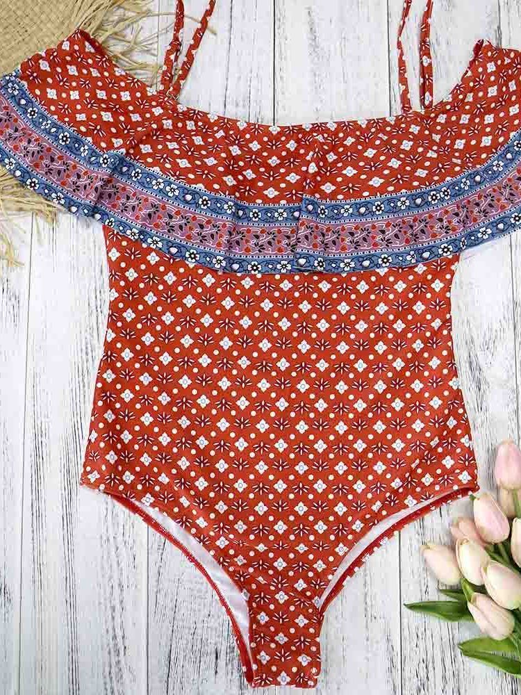 Maillots De Bain Sexy Avec Blocs De Couleurs Et Épaules Dénudées Pour Femmes