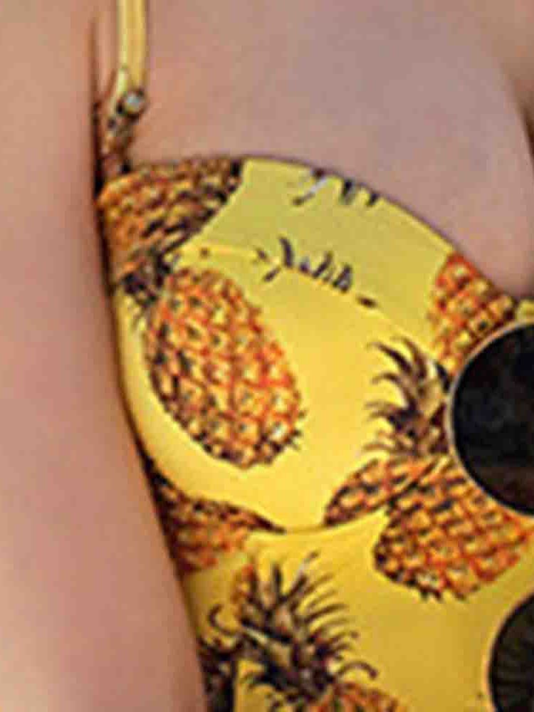 Maillots De Bain Sexy À Imprimé De Blocs De Couleur Ananas Pour Femmes