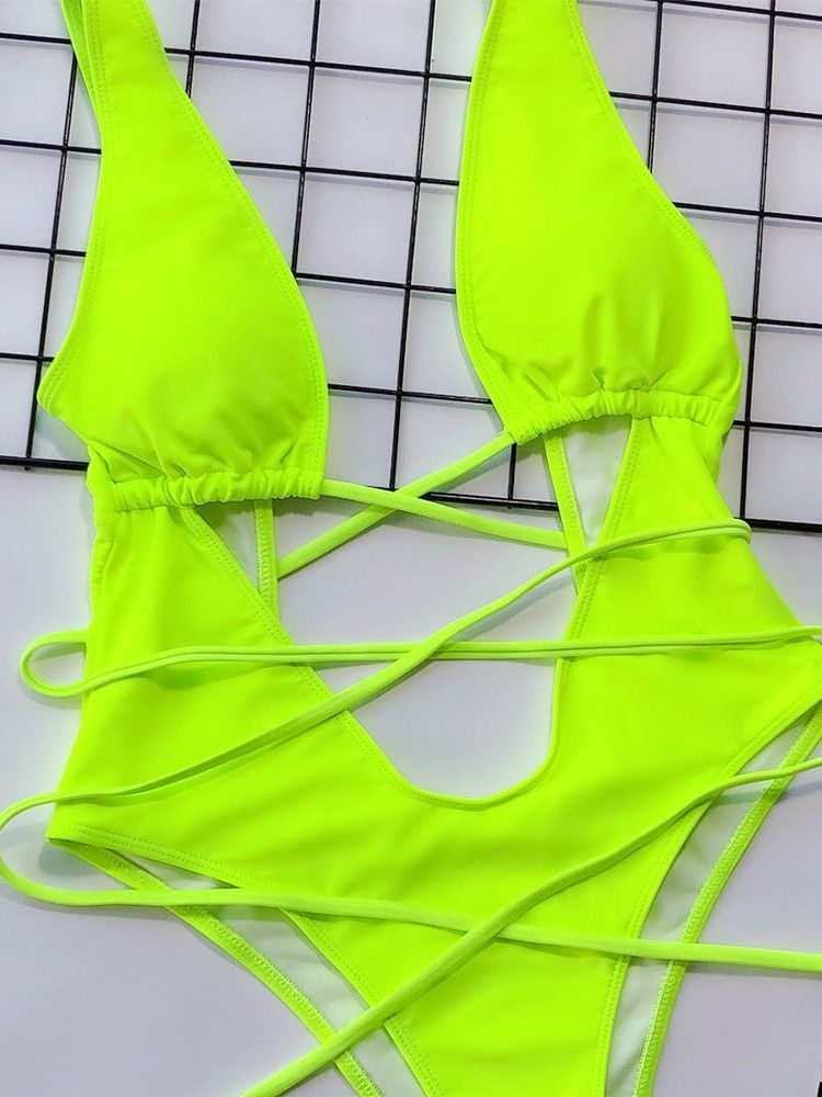 Maillots De Bain Une Pièce À Lacets Unis Pour Femmes