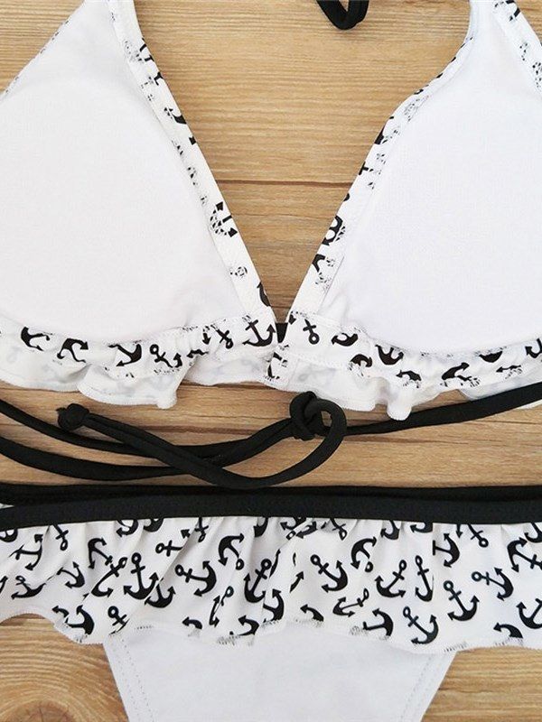 Bikini Imprimé À Lacets Et Volants Pour Femmes