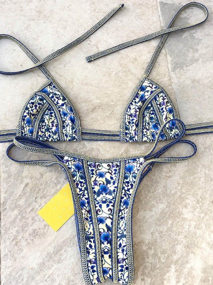 Bikini À Lacets Floral Sexy Pour Femmes