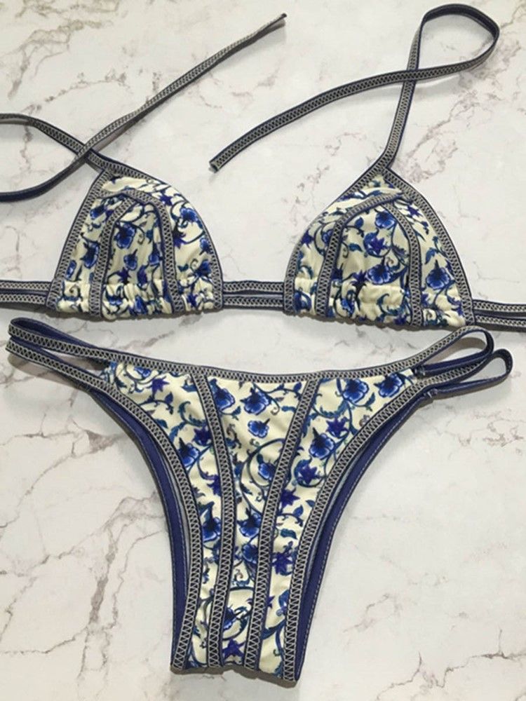 Bikini À Lacets Floral Sexy Pour Femmes