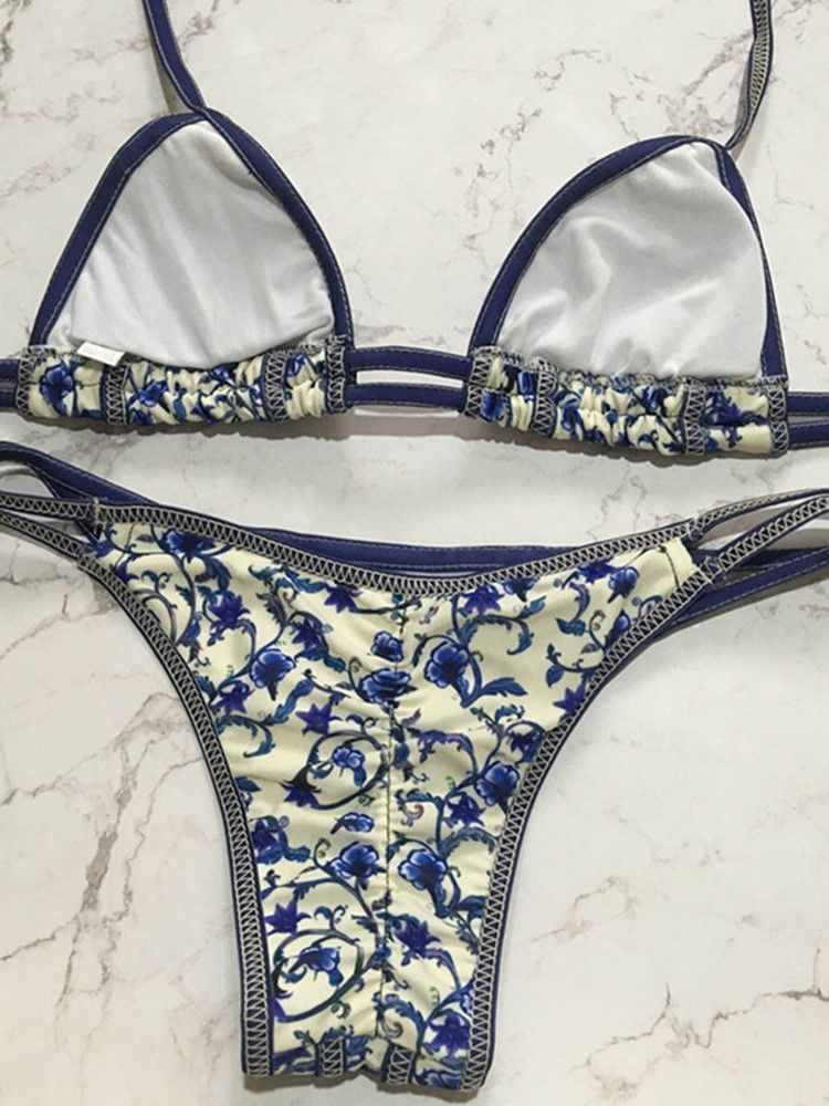 Bikini À Lacets Floral Sexy Pour Femmes