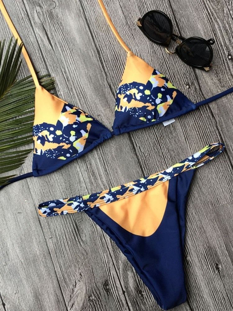 Bikini À Lacets Sexy À Blocs De Couleurs Pour Femmes