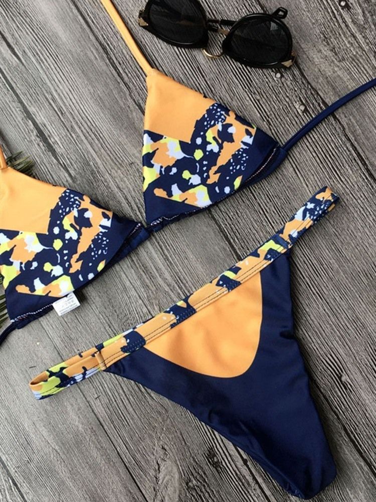 Bikini À Lacets Sexy À Blocs De Couleurs Pour Femmes