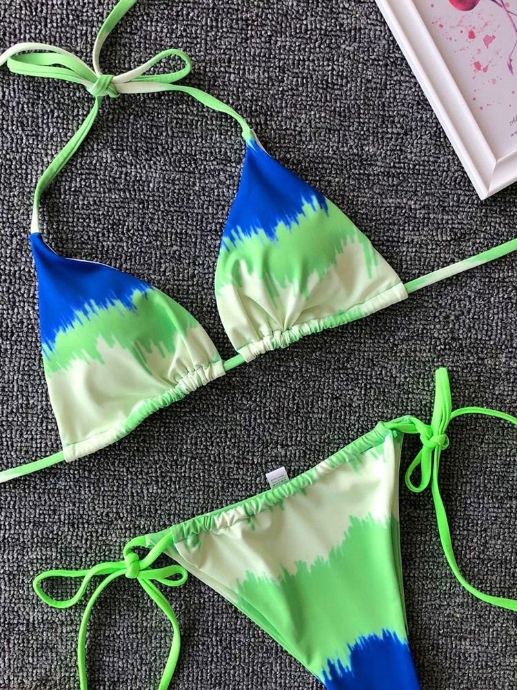 Bikini Sexy À Lacets À Blocs De Couleur Pour Femmes