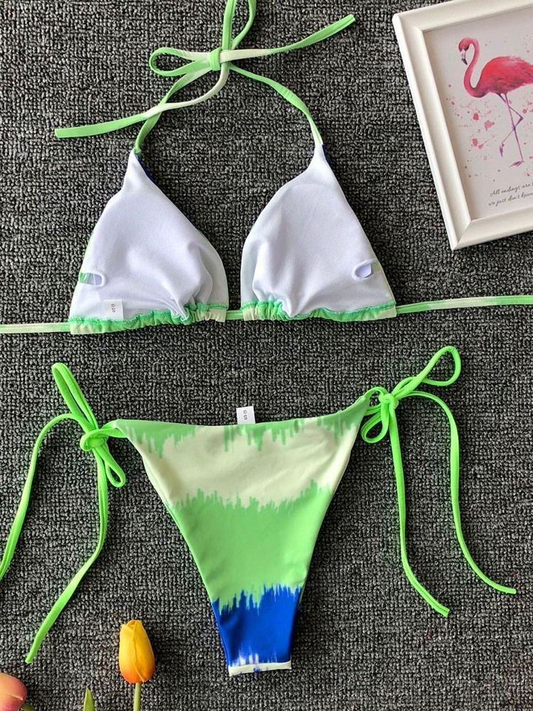 Bikini Sexy À Lacets À Blocs De Couleur Pour Femmes