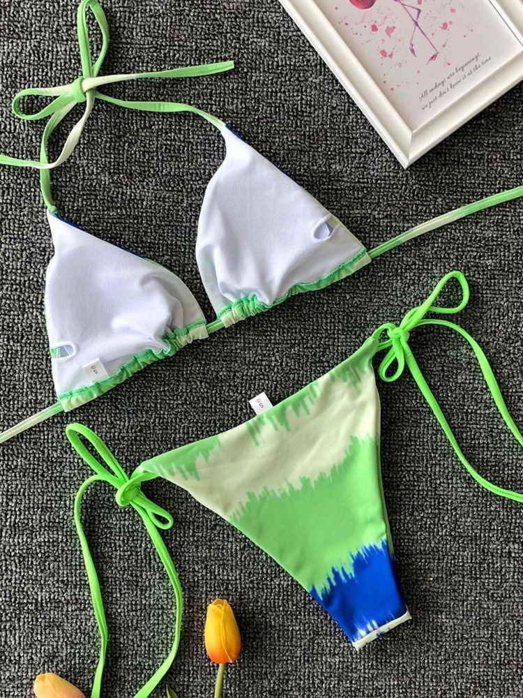 Bikini Sexy À Lacets À Blocs De Couleur Pour Femmes