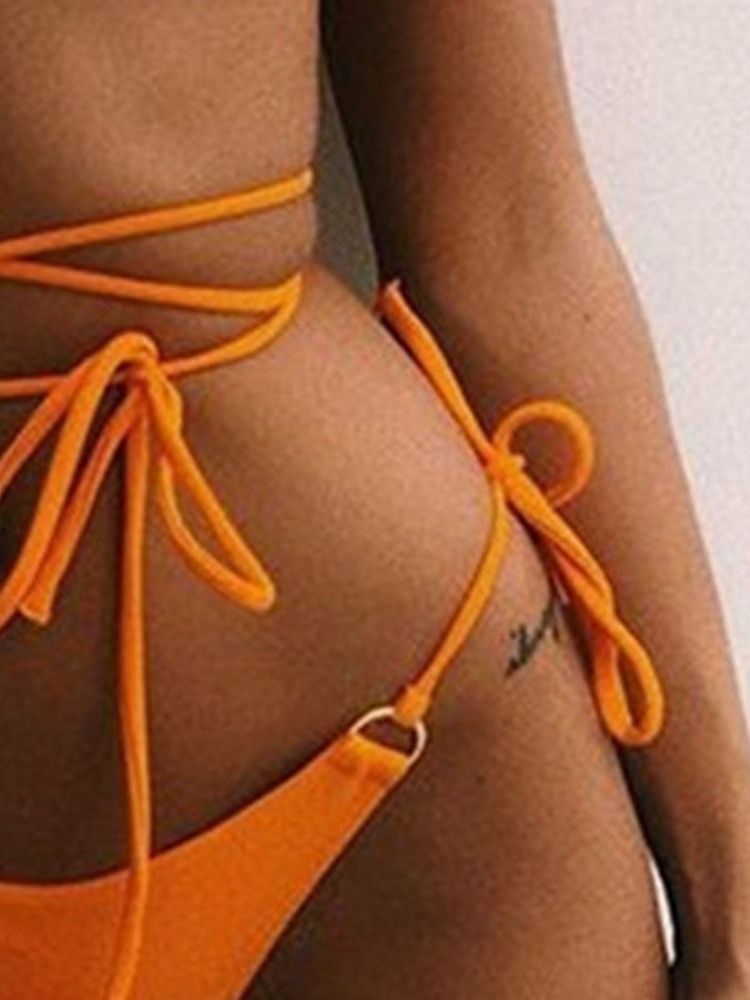 Bikini Sexy À Lacets Extensible Uni Pour Femme