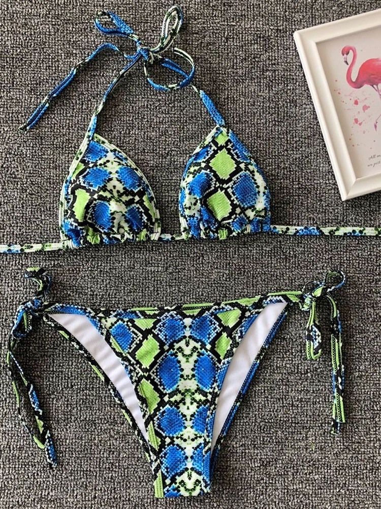 Bikini Sexy À Lacets Imprimé Pour Femmes