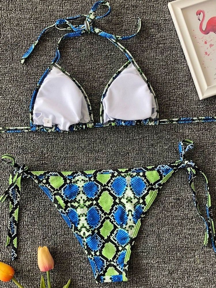 Bikini Sexy À Lacets Imprimé Pour Femmes