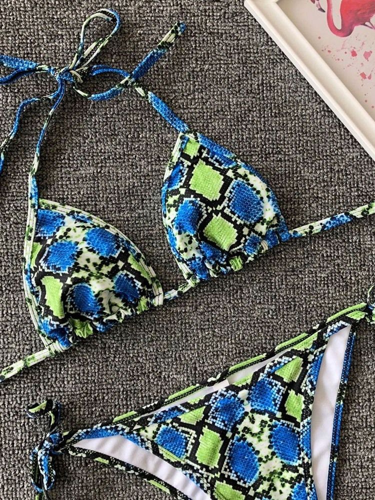 Bikini Sexy À Lacets Imprimé Pour Femmes