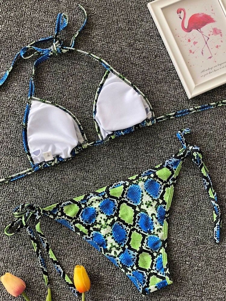 Bikini Sexy À Lacets Imprimé Pour Femmes