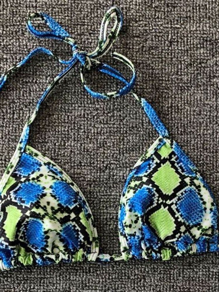 Bikini Sexy À Lacets Imprimé Pour Femmes