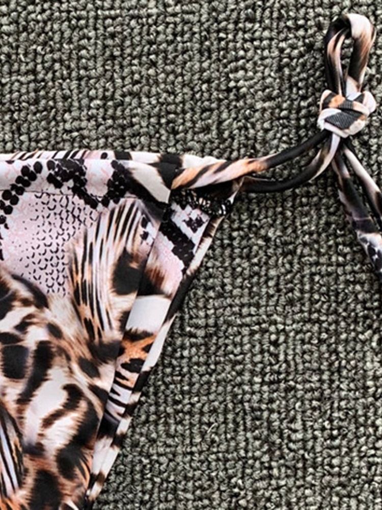 Bikini Sexy À Lacets Imprimé Léopard Pour Femmes