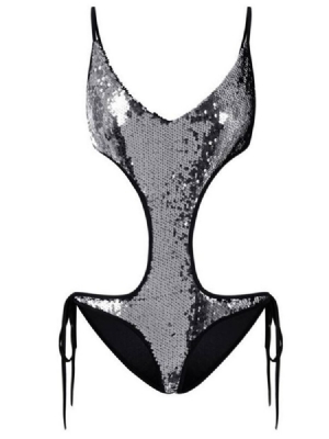 Bikini Sexy À Lacets À Paillettes Unies Pour Femmes