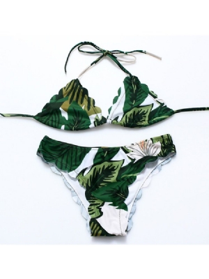 Costumes De Bikini À Licou À Imprimé De Feuilles Végétales Pour Femmes