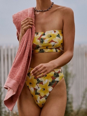 Ensemble De Bikini À Blocs De Couleurs Pour Femmes Maillots De Bain Floraux Imprimés