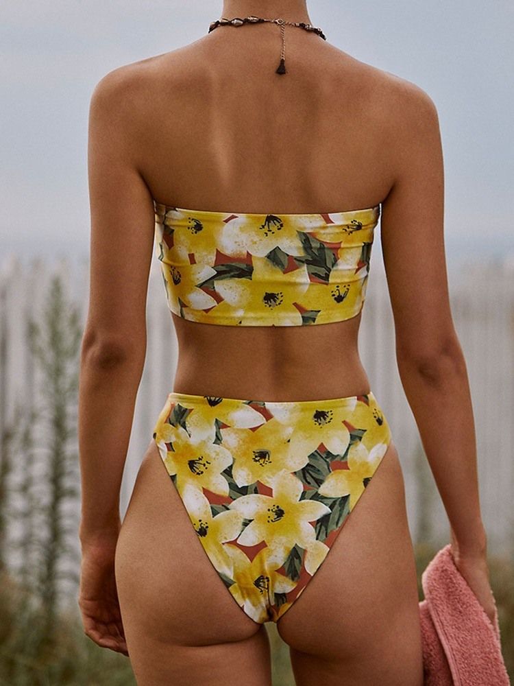 Ensemble De Bikini À Blocs De Couleurs Pour Femmes Maillots De Bain Floraux Imprimés