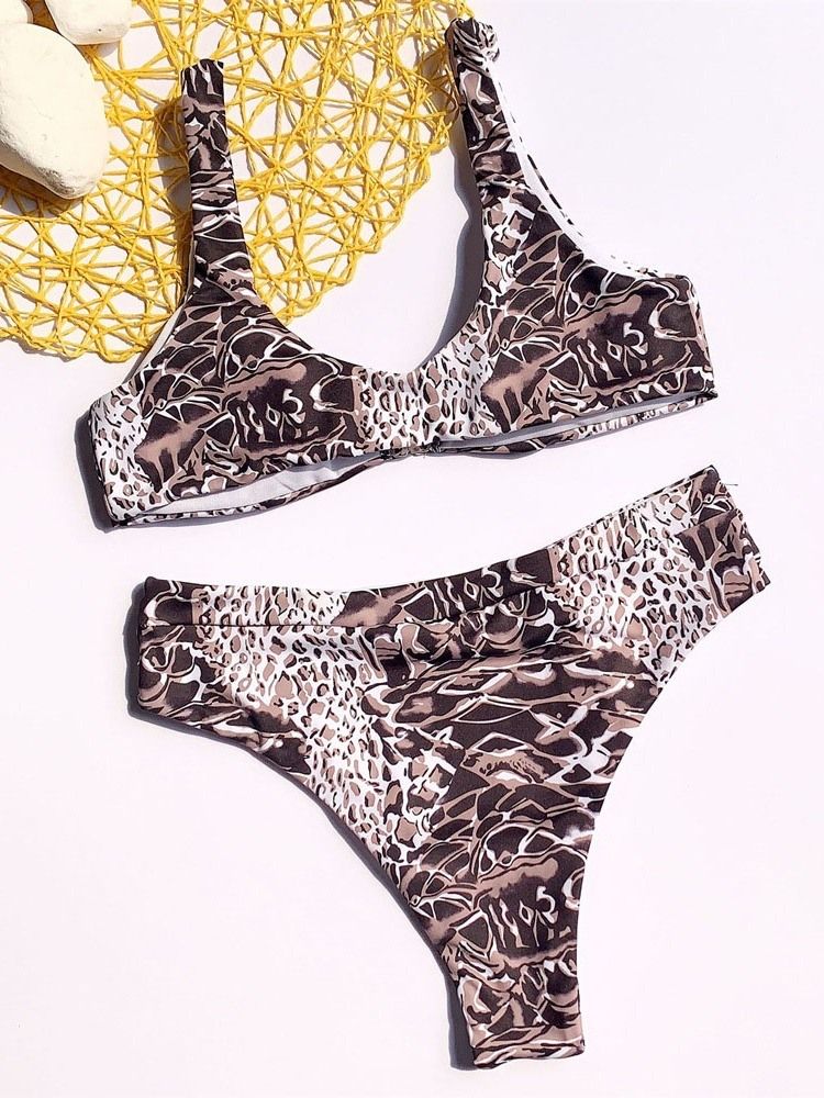 Ensemble De Bikini À Blocs De Couleurs Sexy Pour Femmes