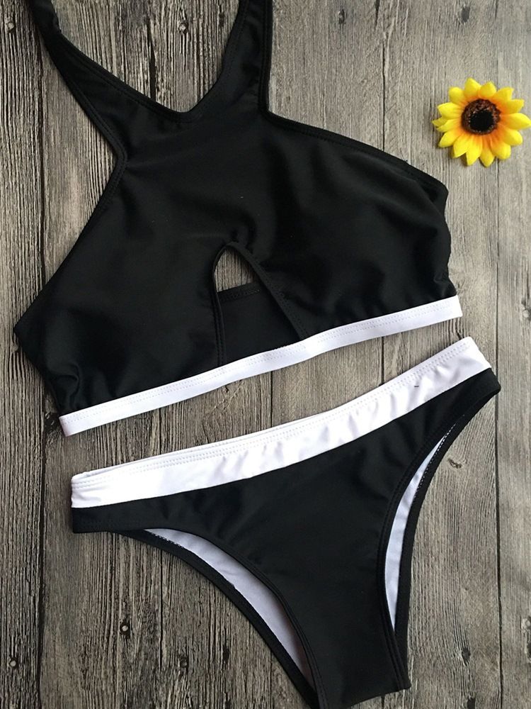 Ensemble De Bikini Creux À Blocs De Couleurs Sexy Pour Femmes