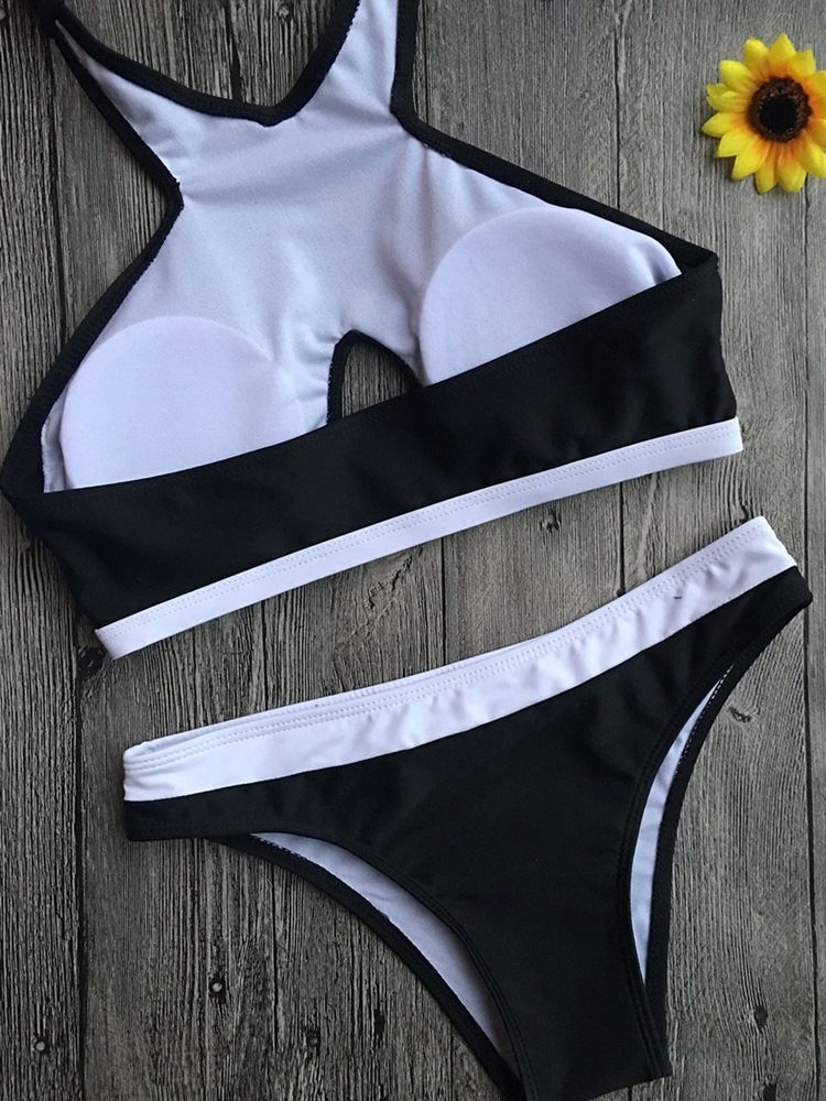 Ensemble De Bikini Creux À Blocs De Couleurs Sexy Pour Femmes