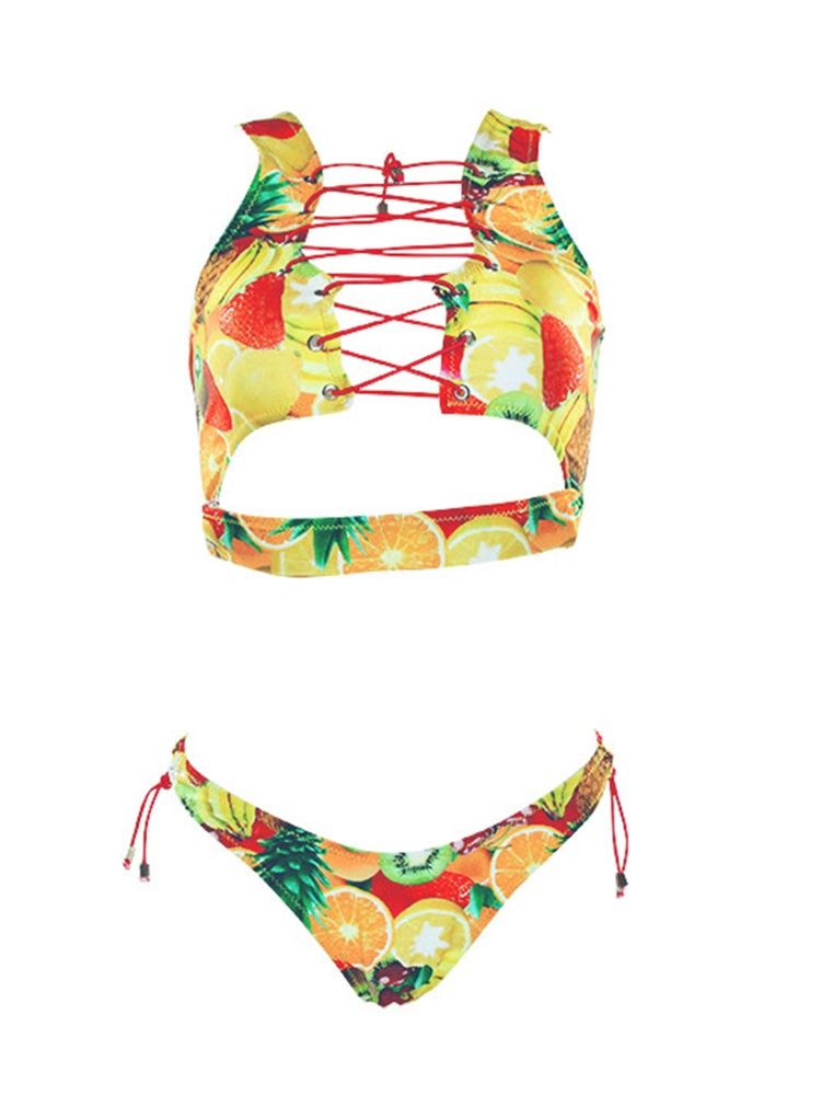 Ensemble De Bikini Creux Imprimé Coloré De Grande Taille Pour Femmes