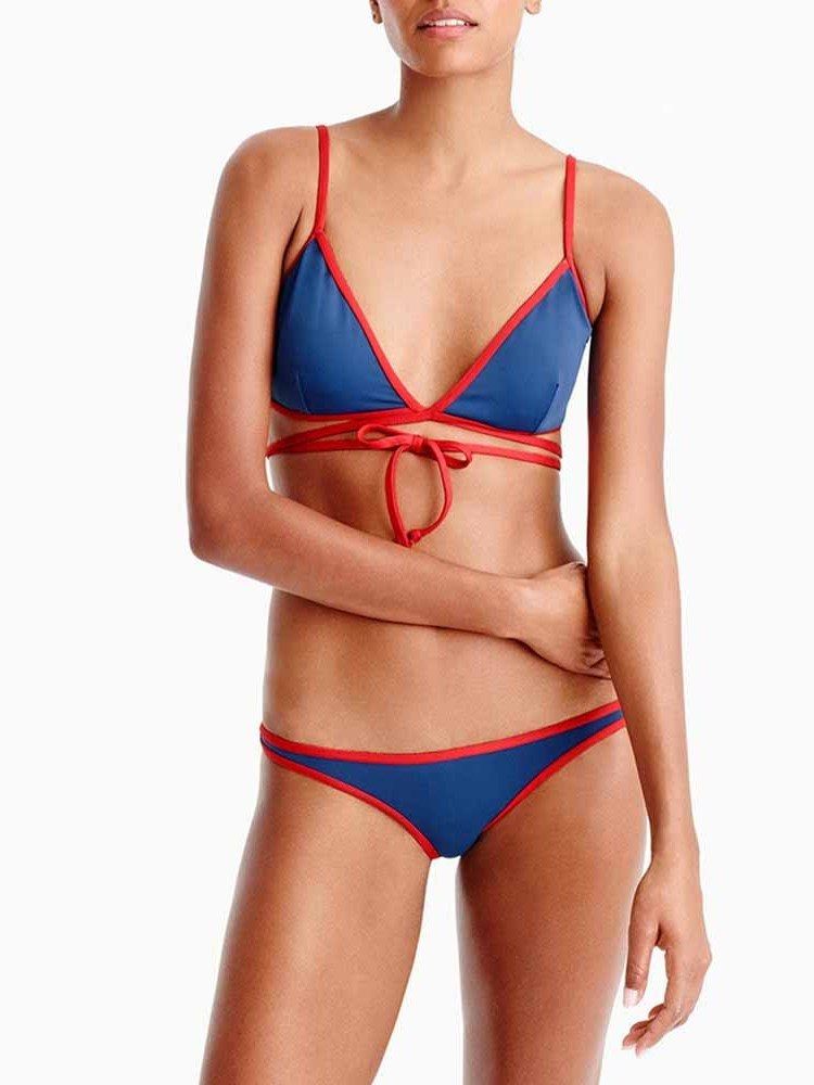 Ensemble De Bikini Pour Femmes Bloc De Couleur Maillots De Bain Mignons