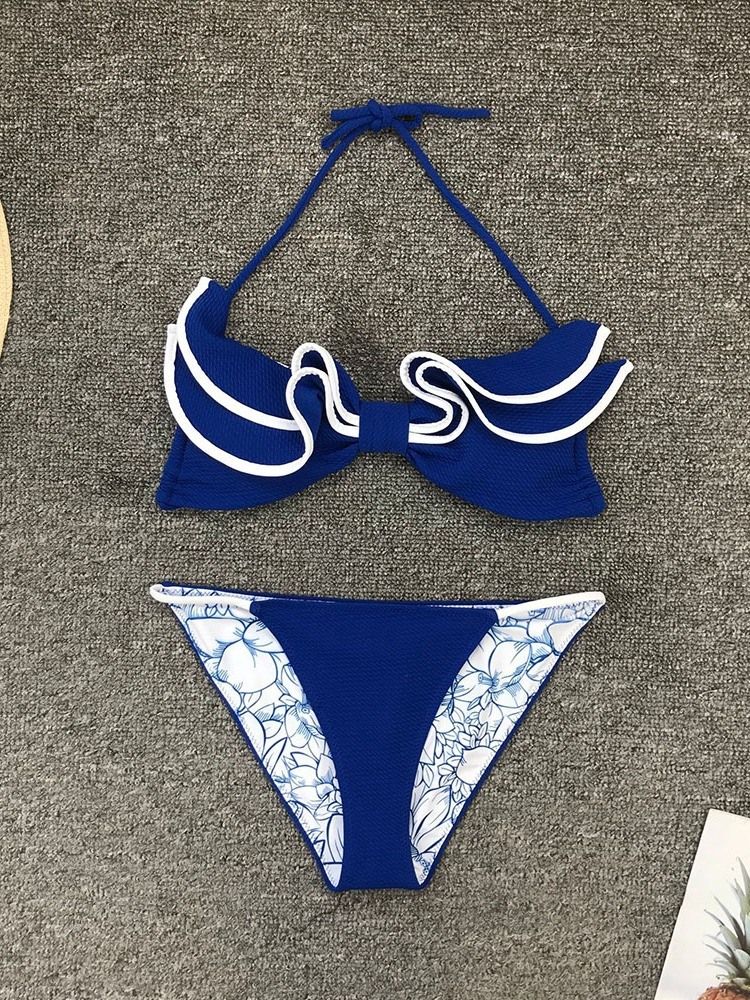 Ensemble De Bikini Pour Femmes Maillots De Bain De Plage À Blocs De Couleurs Sexy