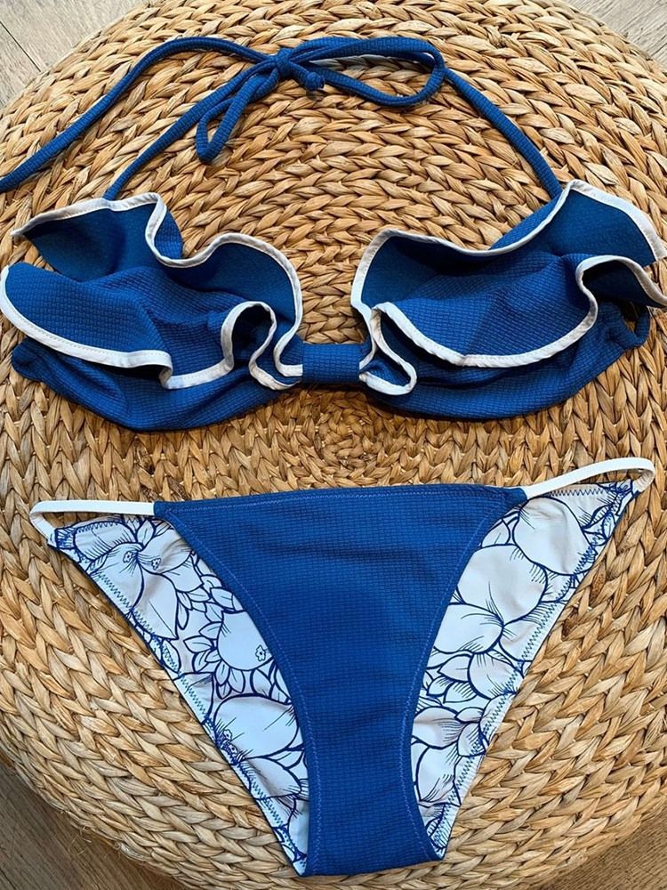 Ensemble De Bikini Pour Femmes Maillots De Bain De Plage À Blocs De Couleurs Sexy