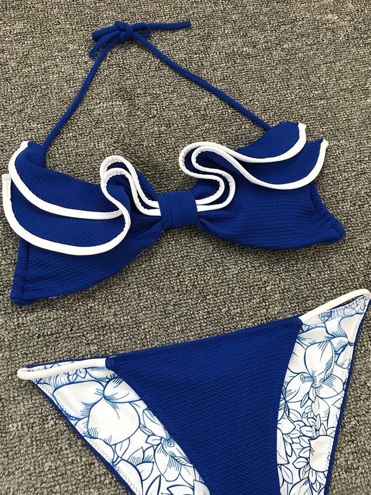 Ensemble De Bikini Pour Femmes Maillots De Bain De Plage À Blocs De Couleurs Sexy