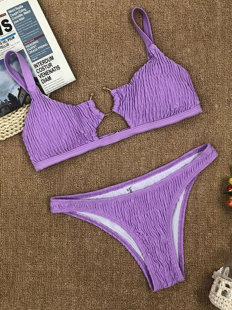 Ensemble De Bikini Pour Femmes Maillots De Bain Unis À La Mode