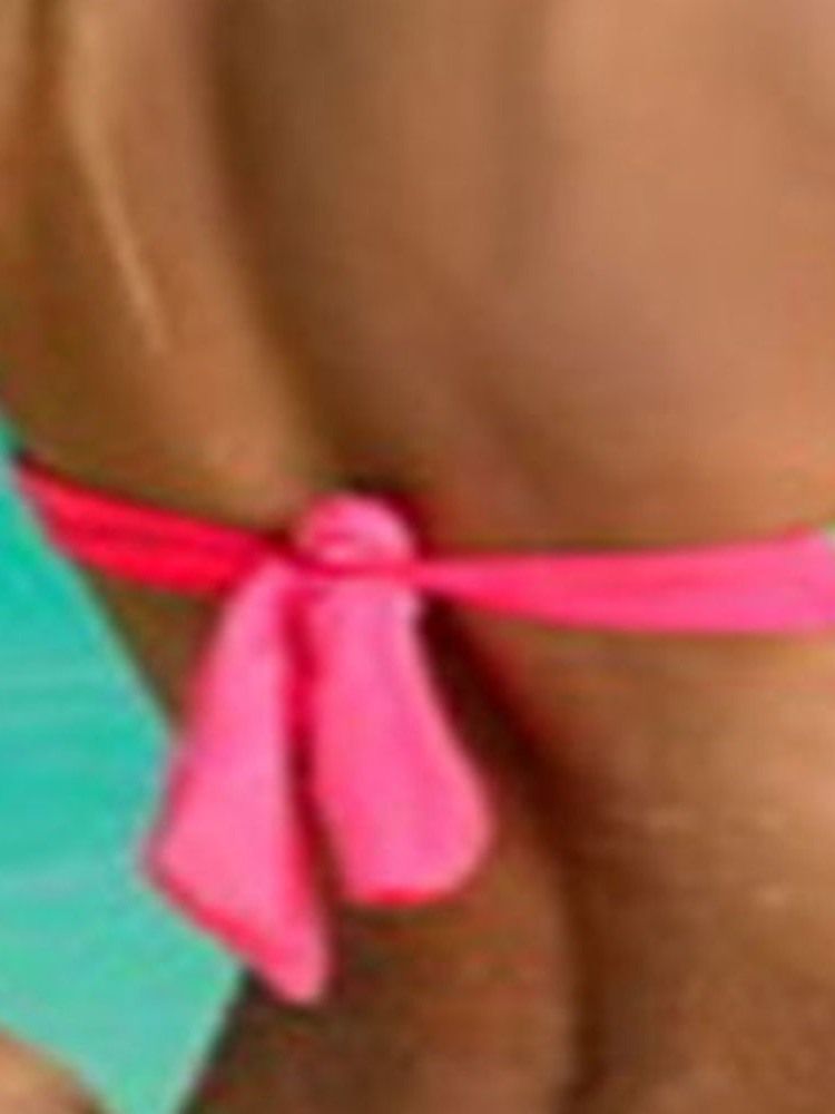 Ensemble De Bikini À Lacets Pour Femmes Maillots De Bain À Blocs De Couleurs Sexy