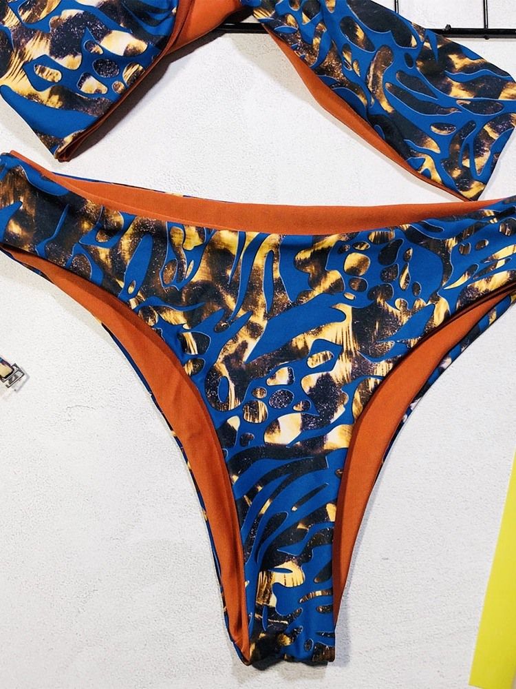 Ensemble De Tankini À Blocs De Couleurs Pour Femmes Bikini Sexy À Nœuds Imprimés