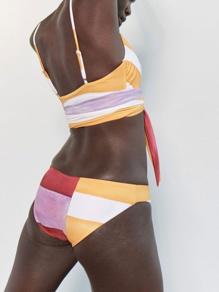 Ensemble De Tankini À Blocs De Couleurs Pour Femmes Micro Maillot De Bain