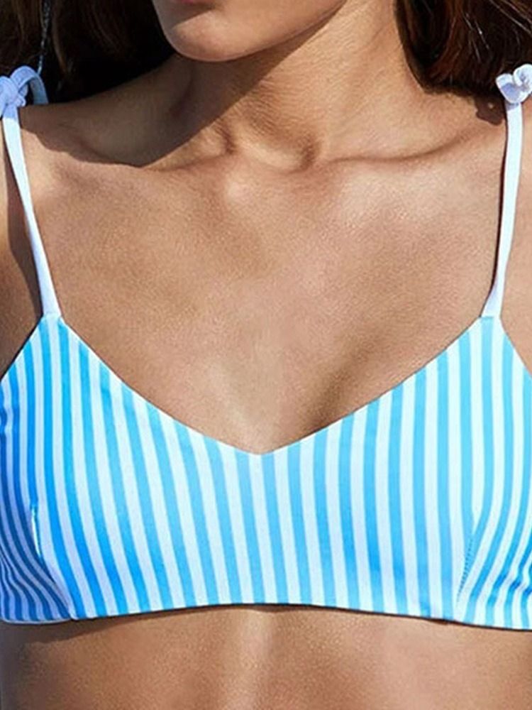 Maillot De Bain À Lacets À Rayures Et À Blocs De Couleur Pour Femme