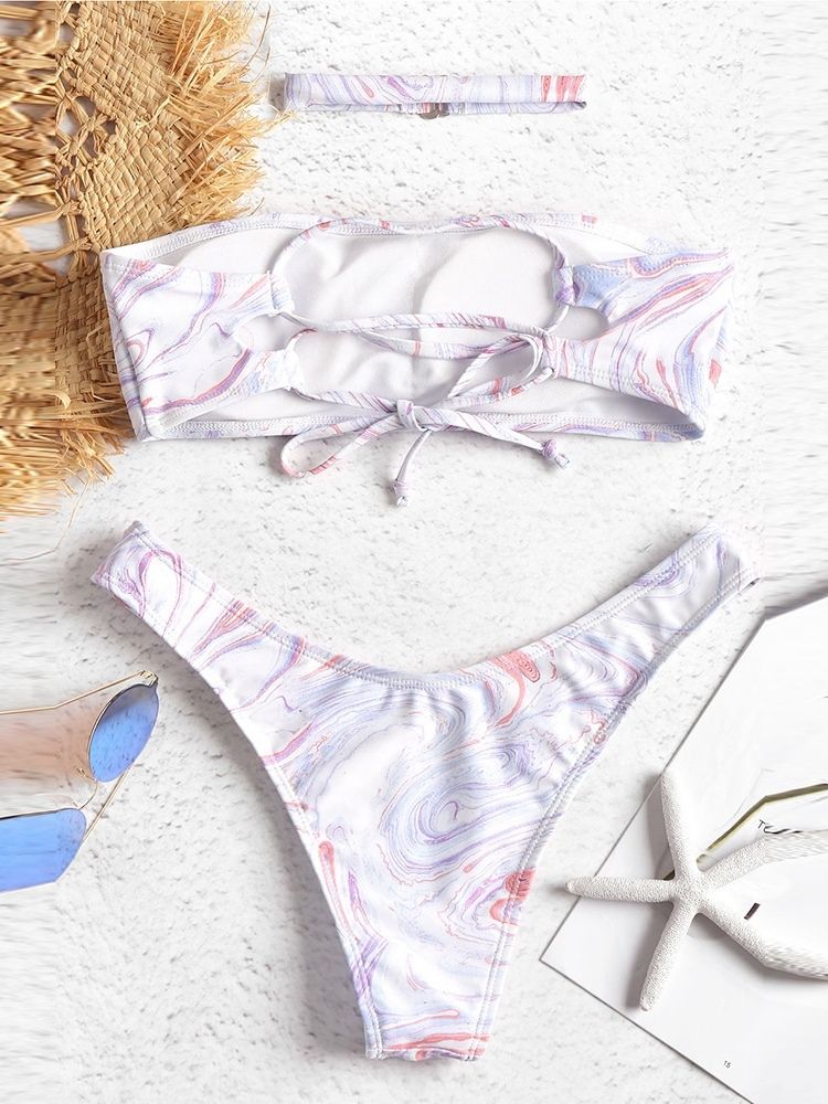 Maillot De Bain Sexy Imprimé À Lacets Pour Femmes