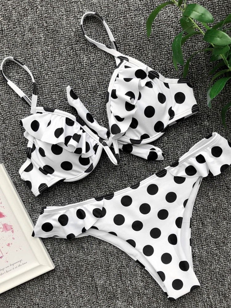 Maillot De Bain Sexy À Lacets À Pois Pour Femme