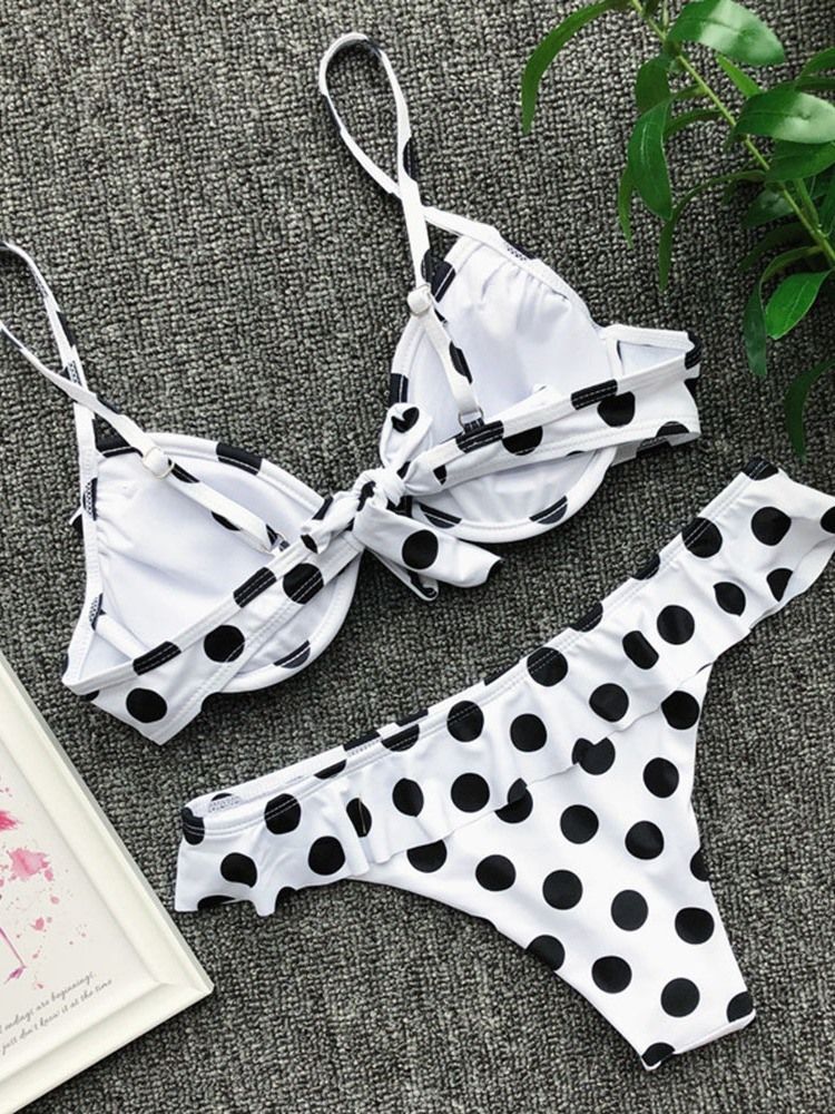 Maillot De Bain Sexy À Lacets À Pois Pour Femme