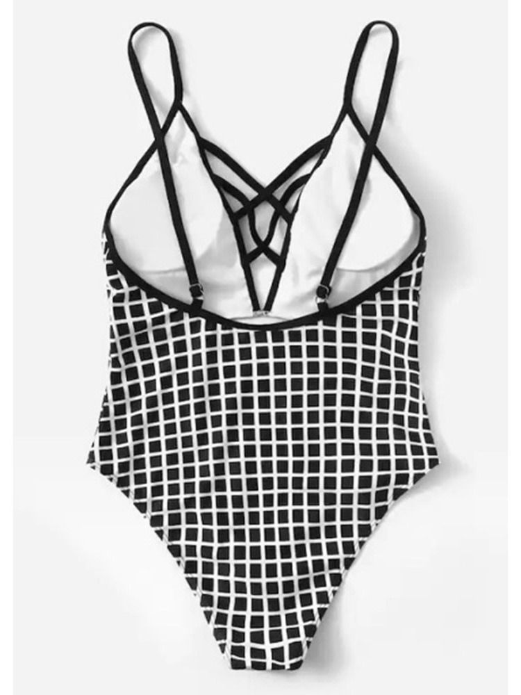 Maillot De Bain Une Pièce Skmpy À Carreaux Pour Femmes