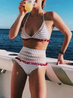 Maillots De Bain Sexy À Lacets À Rayures Pour Femmes