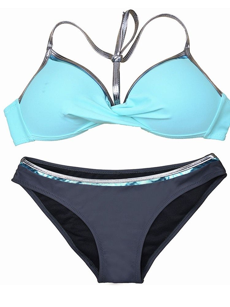 Micro Bikini À Lacets Color Block Pour Femmes