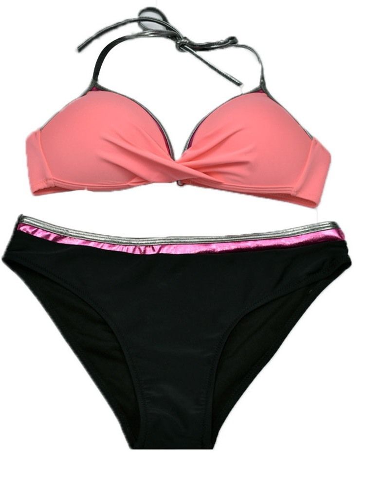 Micro Bikini À Lacets Color Block Pour Femmes