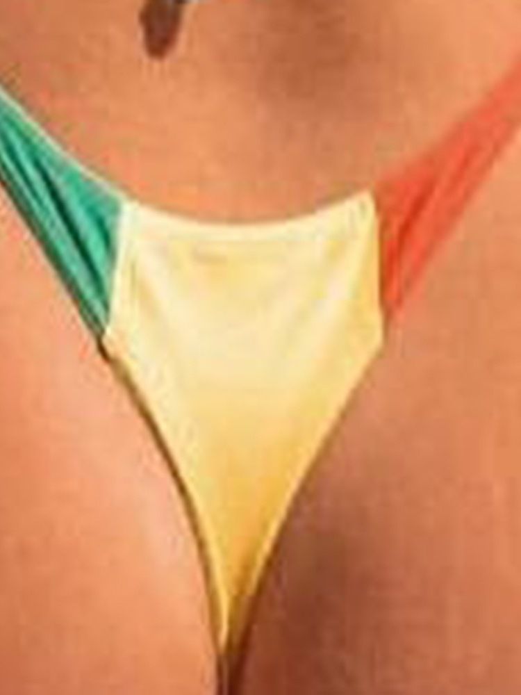 Micro Bikini À Lacets Color Block Pour Femmes