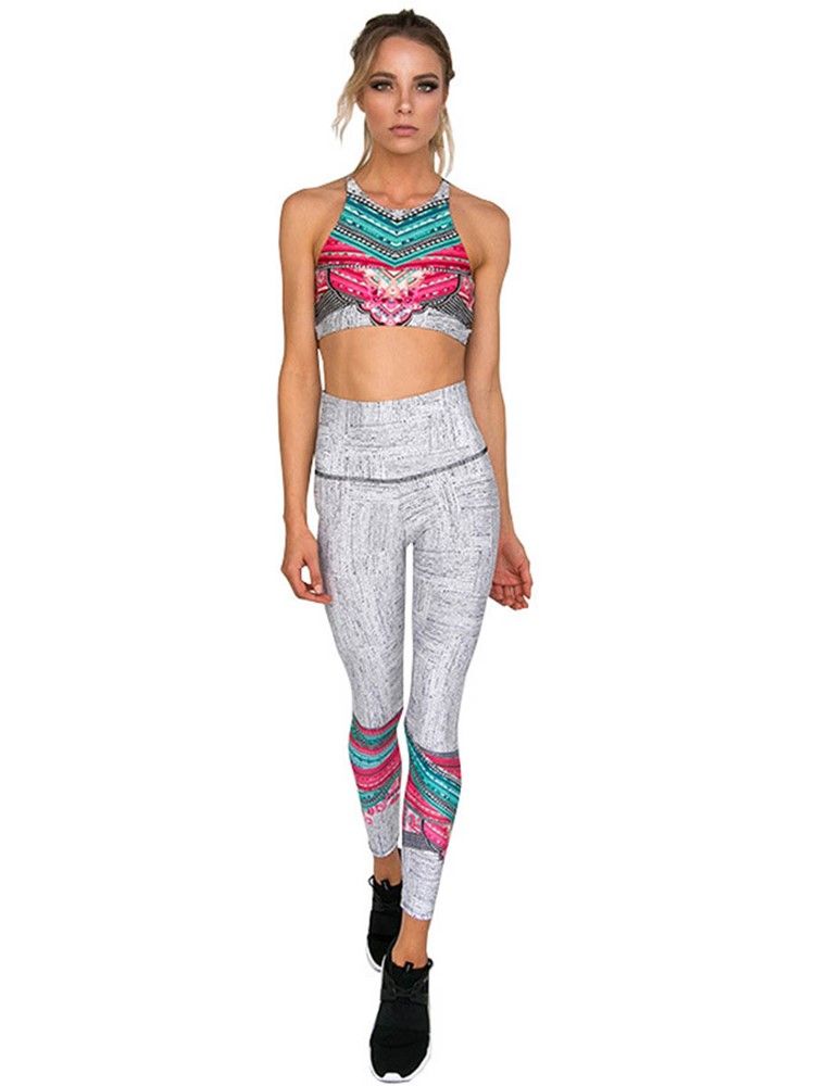 Ensembles De Sport Sans Manches Patchwork Anti-transpiration Color Block Pour Femmes