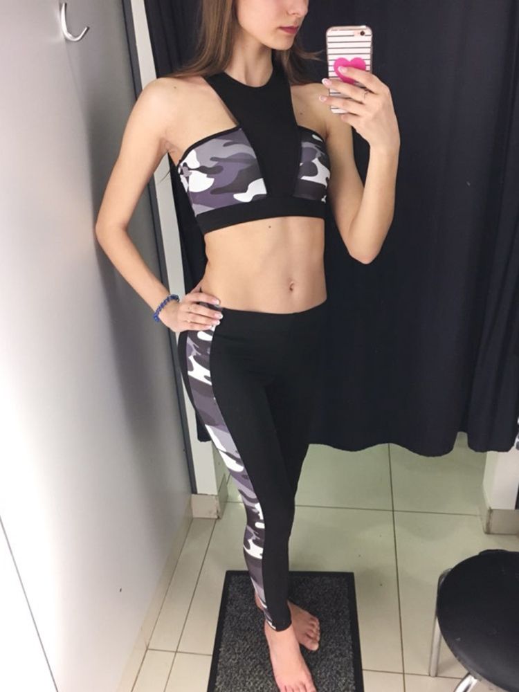 Ensembles De Sport De Yoga Pour Pull-over Camouflage Anti-transpiration Pour Femmes