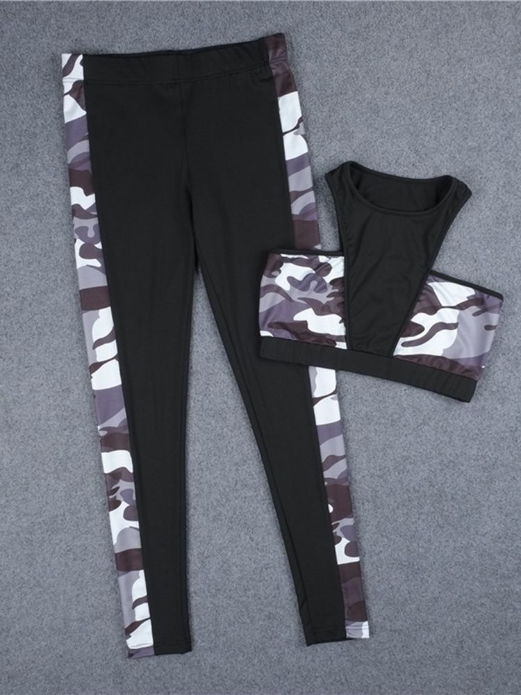 Ensembles De Sport De Yoga Pour Pull-over Camouflage Anti-transpiration Pour Femmes