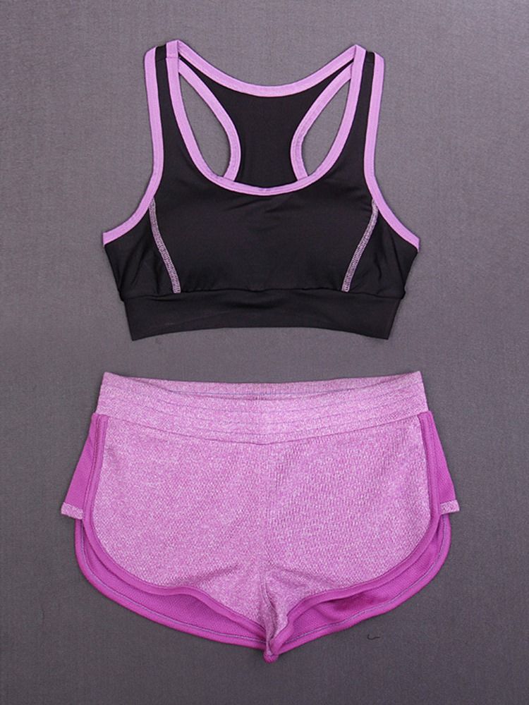 Ensembles De Sport De Yoga Sans Manches À Séchage Rapide Pour Femmes Patchwork Color Block